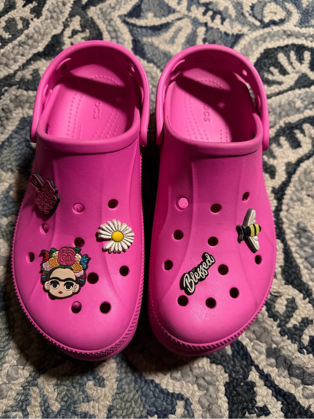 CROCS Hot Pink Kids' Classic Clog Mules with Charms